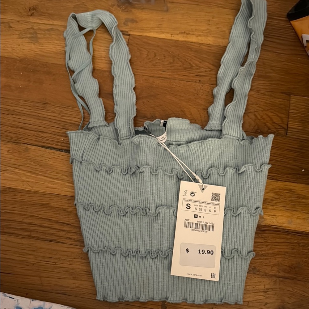 Ribbed Blue Crop Top